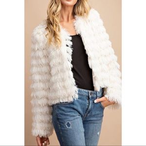 Shaggy Layered Faux Fur Cream Jacket